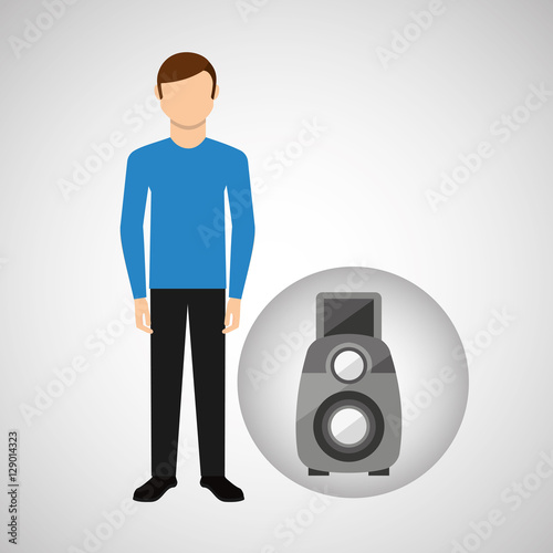 character man movie concept reflex camera vector illustration eps 10