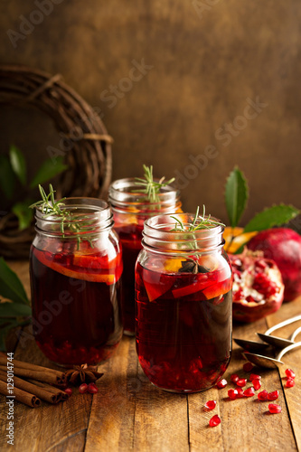 Pomegranate and orange winter cocktail