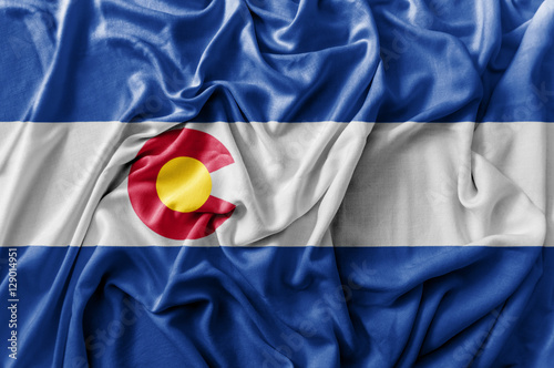 Ruffled waving United States Colorado flag