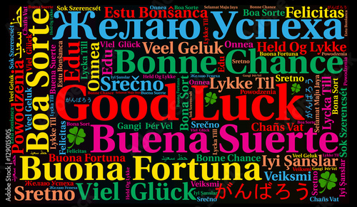 Good luck word cloud in different languages