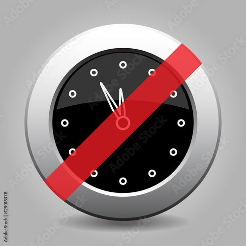 black metallic button, last minute clock ban icon