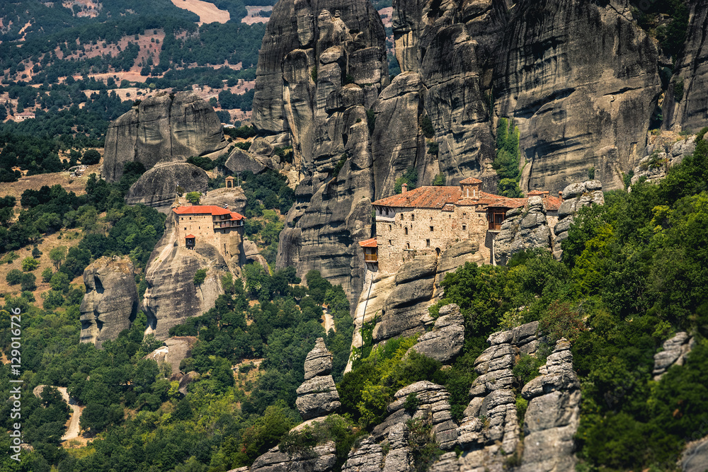 Greece. Meteora - incredible sandstone rock formations. The Holly Monastery Greece. Meteora - incredible sandstone rock formations. The Holly Monastery