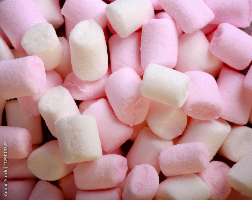 White and pink mini marshmallows White and pink mini marshmallows