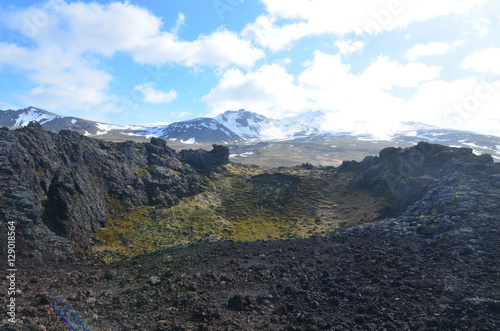 Glacier and Mountain Views from a Volcanic Crater photo