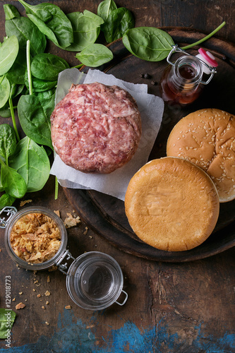 Ingredients for making burger