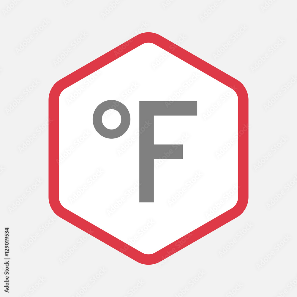 Isolated hexagon with a farenheith degrees sign Isolated hexagon with a farenheith degrees sign