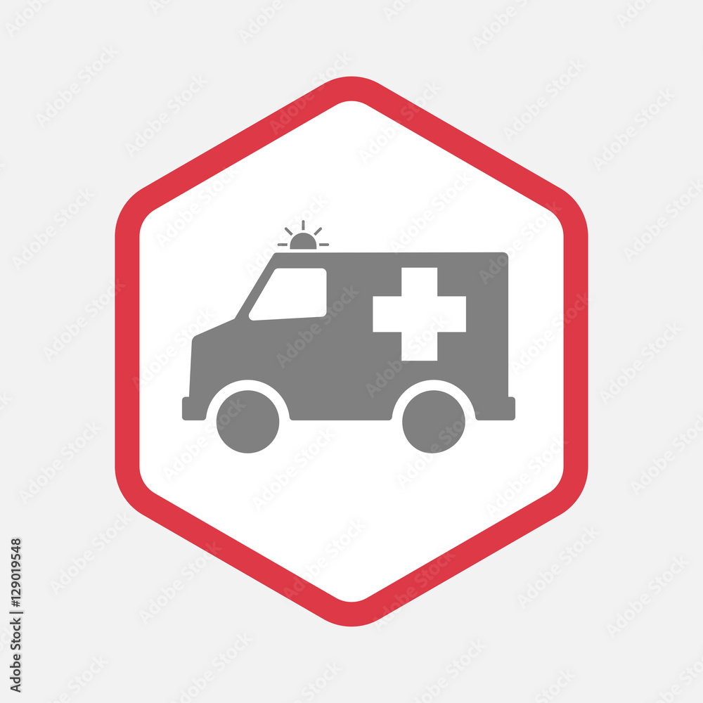 Isolated hexagon with an ambulance icon Isolated hexagon with an ambulance icon