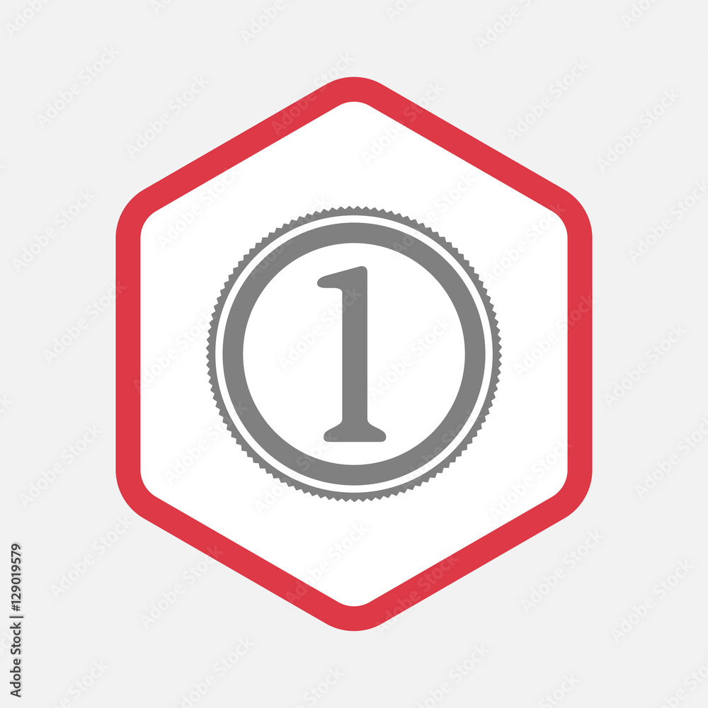 Isolated hexagon with a coin icon Isolated hexagon with a coin icon