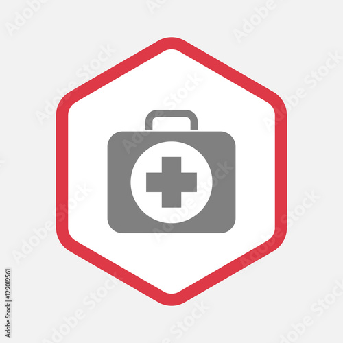 Isolated hexagon with a first aid kit icon