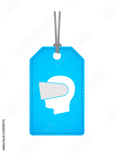 Isolated label with  a male head wearing a virtual reality heads