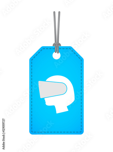 Isolated label with  a female head wearing a virtual reality hea
