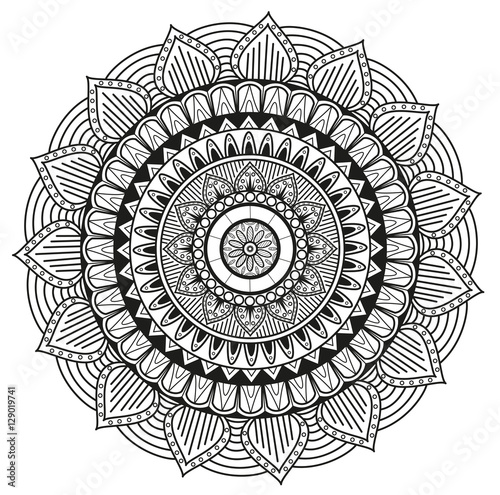 Black and white mandala vector for coloring book,mandala in bianco e nero vettoriale da colorare