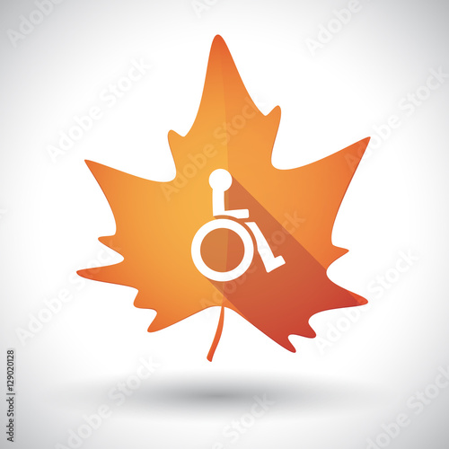 Isolated orange leaf with  a human figure in a wheelchair icon