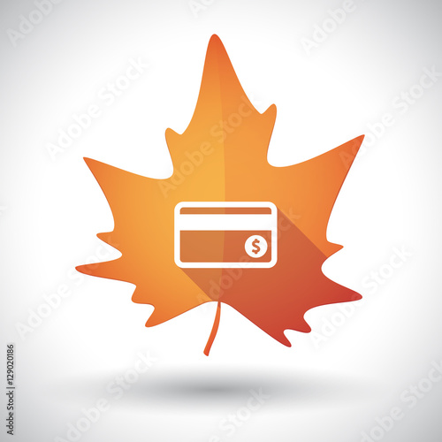 Isolated orange leaf with  a credit card