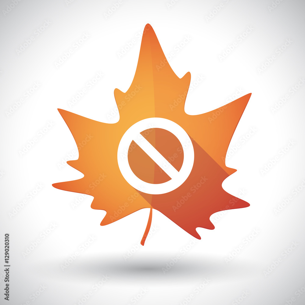 Isolated orange leaf with a forbidden sign Isolated orange leaf with a forbidden sign