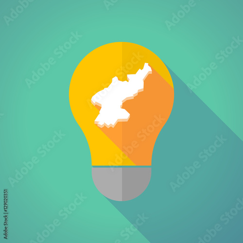 Long shadow bulb with  the map of North Korea