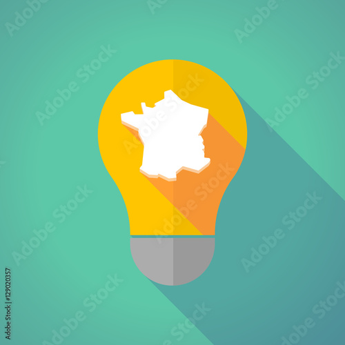Long shadow bulb with  the map of France