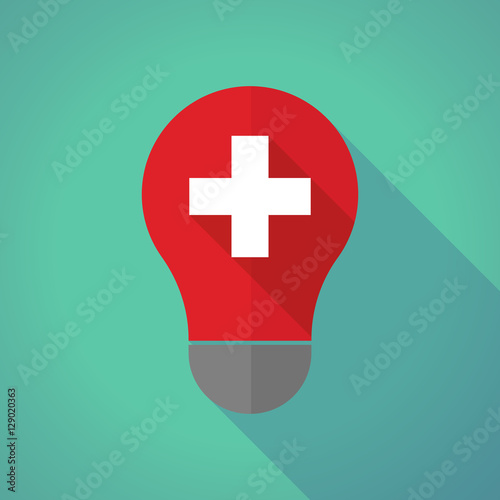 Long shadow bulb with   the Swiss flag