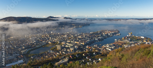 Bergen Stadt Norwegen Luftaufnahme Herbst