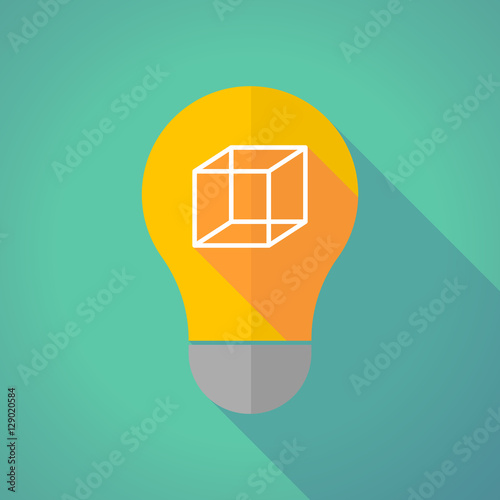 Long shadow bulb with  a cube sign