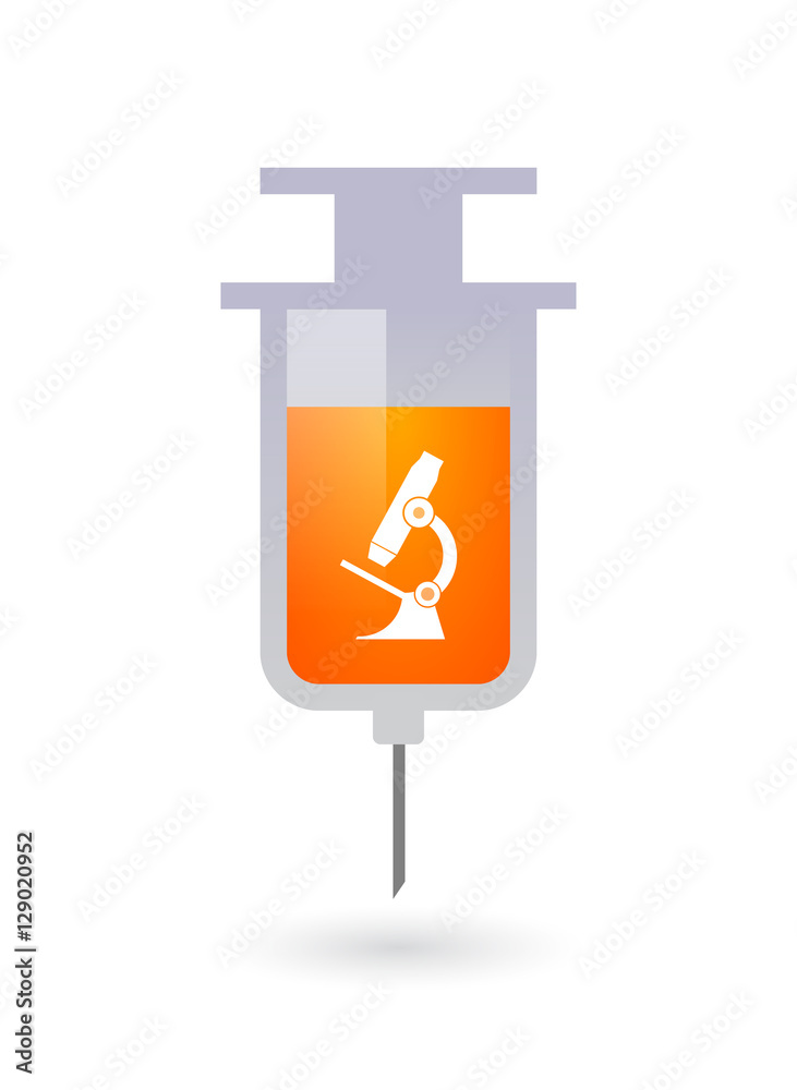 Isolated syringe with a microscope icon Isolated syringe with a microscope icon