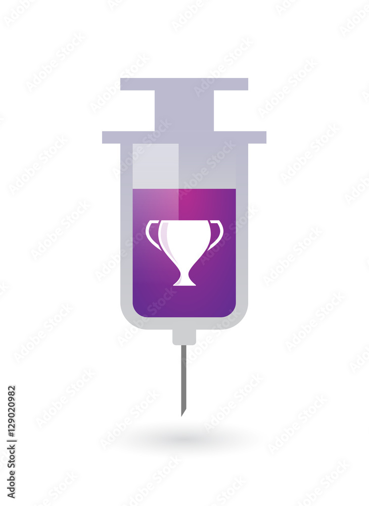 Isolated syringe with an award cup Isolated syringe with an award cup