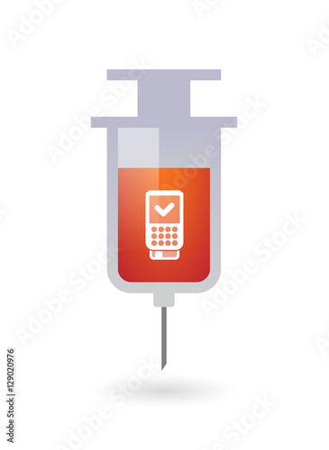 Isolated syringe with a dataphone icon