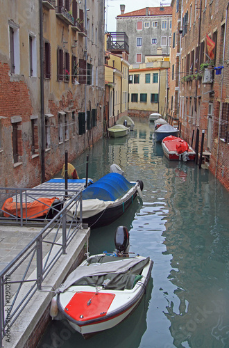 the narrow water canal in Venice