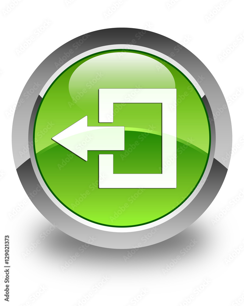 Logout icon glossy green round button Logout icon glossy green round button
