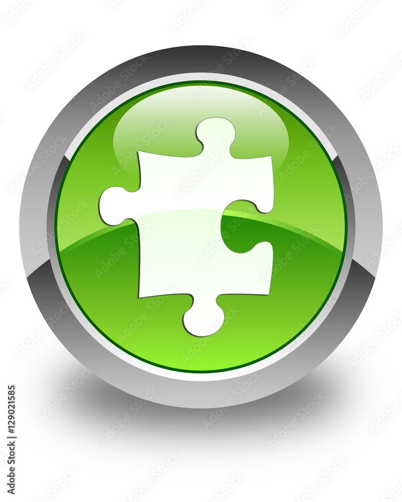 Puzzle icon glossy green round button Puzzle icon glossy green round button