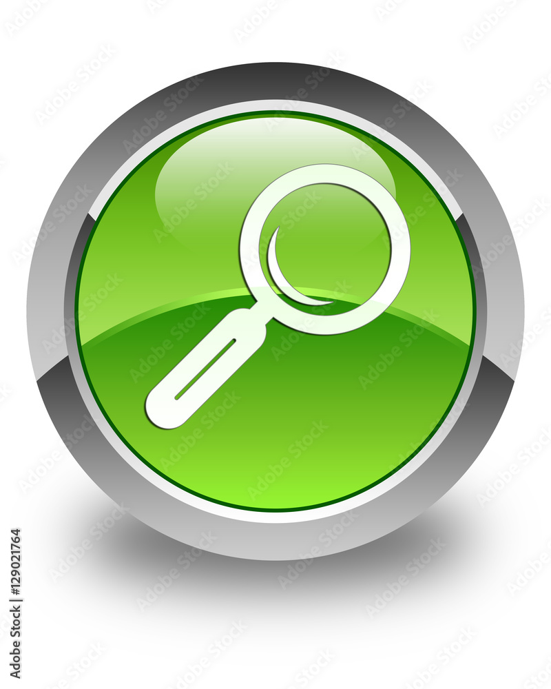 Magnifying glass icon glossy green round button Magnifying glass icon glossy green round button