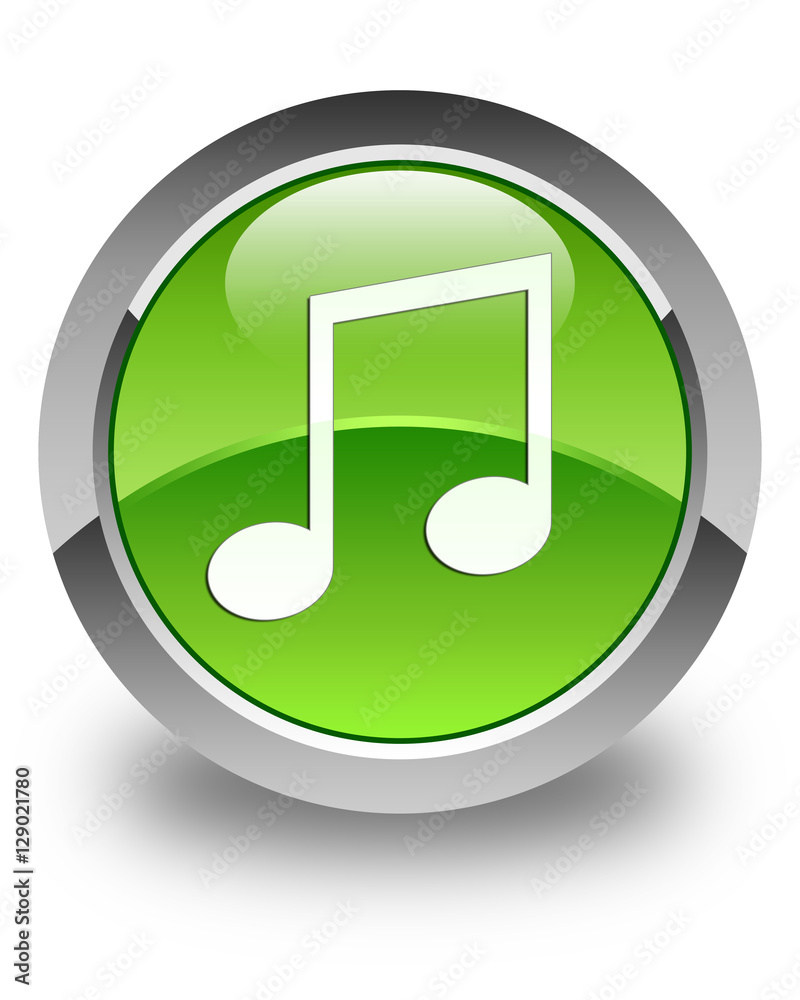 Music icon glossy green round button Music icon glossy green round button