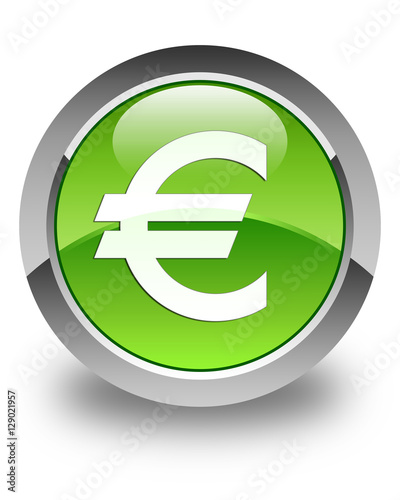 Euro sign icon glossy green round button