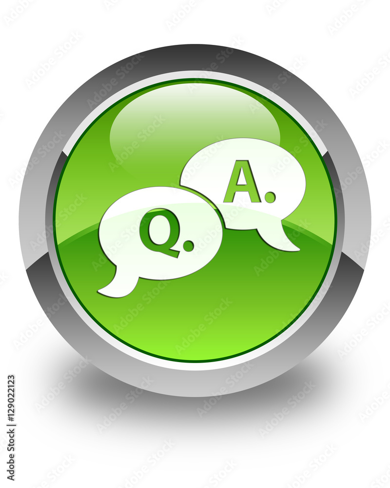 Question answer bubble icon glossy green round button Question answer bubble icon glossy green round button