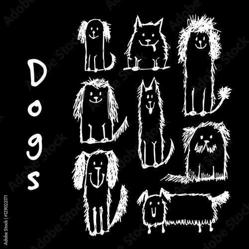 Funny dogs collection, sketch for your design