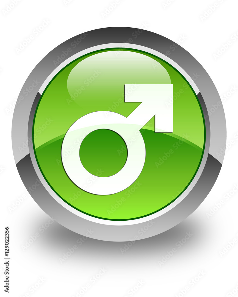 Male sign icon glossy green round button Male sign icon glossy green round button