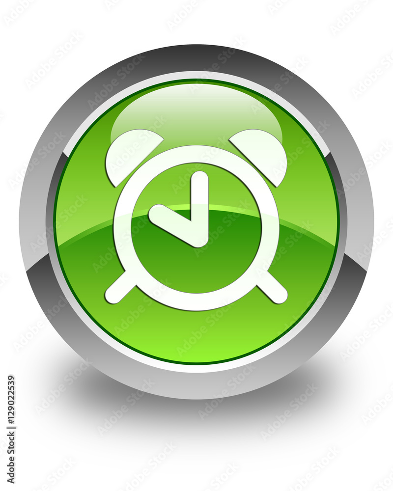 Alarm clock icon glossy green round button 2 Alarm clock icon glossy green round button 2