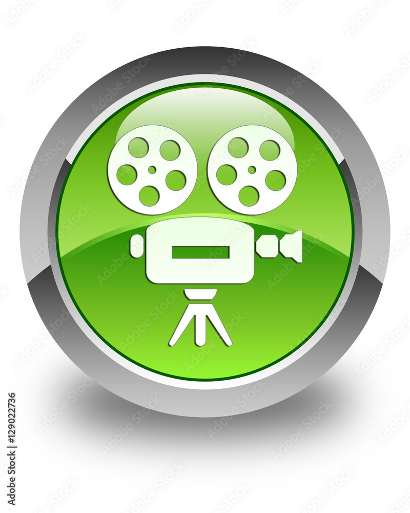 Video camera icon glossy green round button Video camera icon glossy green round button