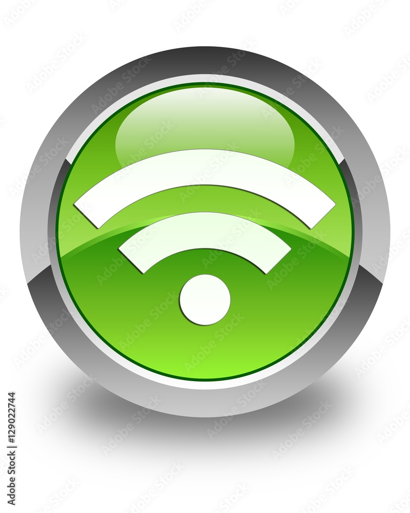 Wifi icon glossy green round button 2 Wifi icon glossy green round button 2