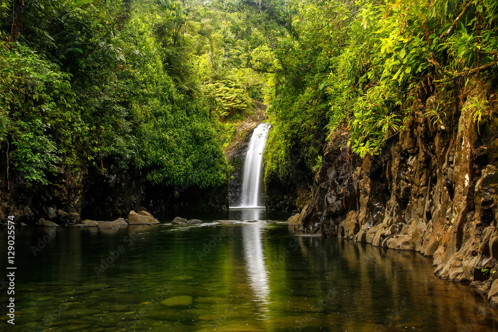 Fototapeta premium Wainibau Waterfall at the end of Lavena Coastal Walk on Taveuni