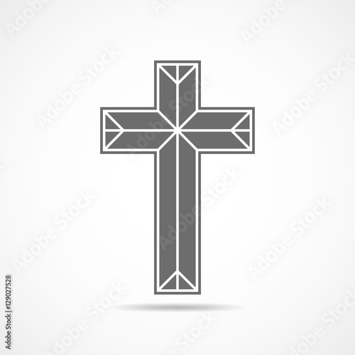 Gray christian cross icon. Vector illustration.