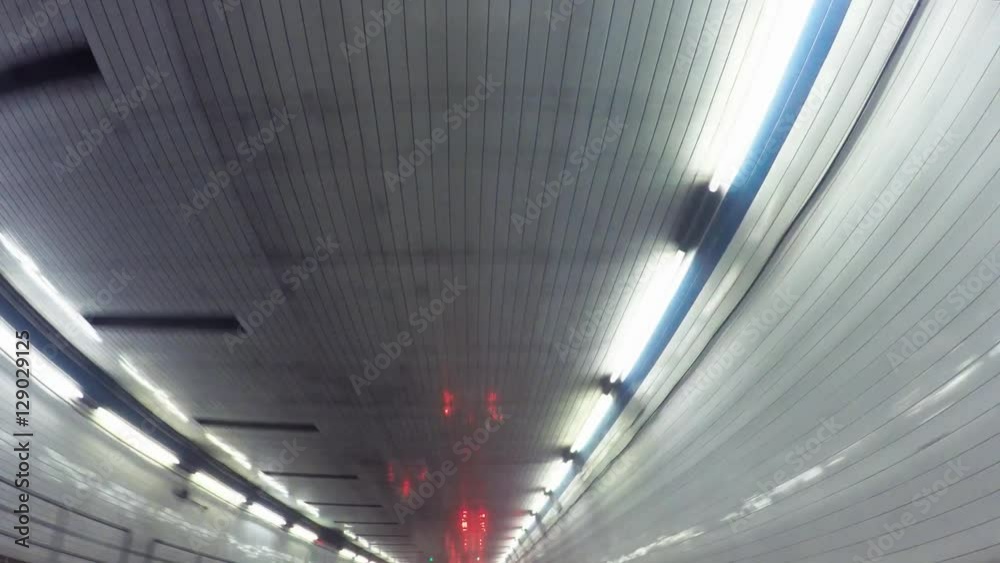 Point of view time-lapse drive through the Holland Tunnel in Manhattan, NY on the way to New Jersey