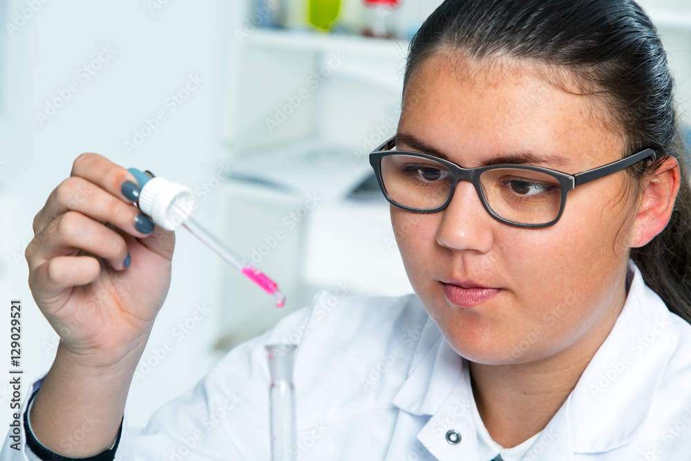 High School student. Student working at laboratory class High School student. Student working at laboratory class