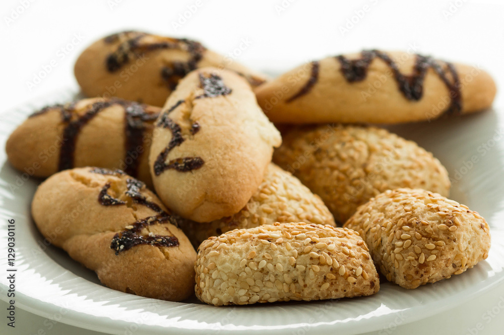 cookies on a plate on a light background