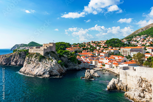 View of Dubrovnik seafront with buildings photo