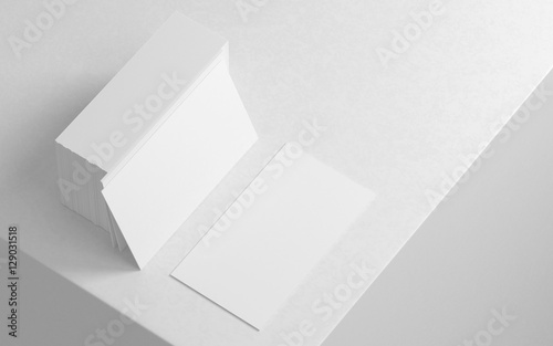 White business card mockup on modern white background, 3d rendering