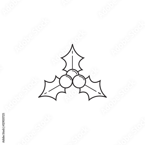 Christmas holly berries  icon  Merry Christmas 2016 holiday  vec