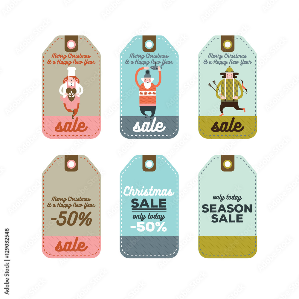 Naklejka premium Christmas Sale Tags Card Flyers Bundle