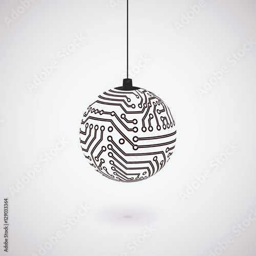Vector circuit board Christmas ball