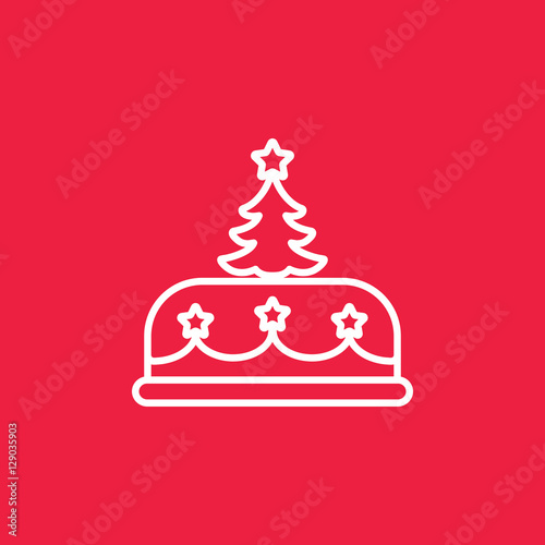cloud snow snowflackes winter thin line outline white icon on red